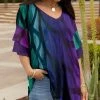 Lily | Purple & Turquoise Abstract V-Neck Ruffle-Sleeve Tunic - Women & Plus