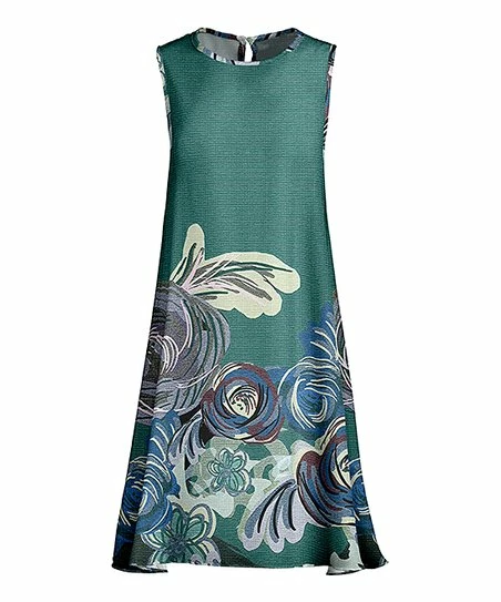 Lily | Tea & Blue Abstract Floral Sleeveless Dress - Women 1 Lily | Tea & Blue Abstract Floral Sleeveless Dress - Women