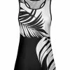 Lily | Black & White Leaves Racerback Tank - Plus