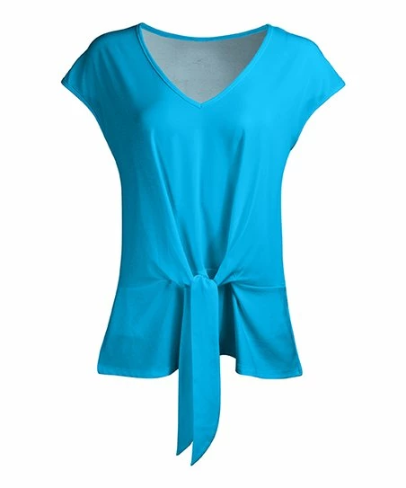 Lily | Blue Tie-Waist Cap-Sleeve Top - Plus 1 Lily | Blue Tie-Waist Cap-Sleeve Top - Plus