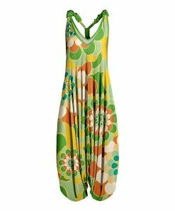 Lily | Green & Yellow Floral Racerback Harem Jumpsuit - Women