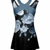 Lily | Teal & Black Floral Cutout Sleeveless Tunic - Women