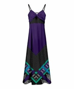 Lily | Purple & Black Patchwork Surplice Sleeveless Maxi Dress - Plus