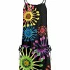 Lily | Black & Yellow Abstract Tie-Waist Sleeveless Dress - Women