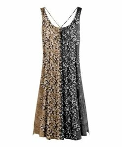 Lily | Beige & Black Floral Sleeveless Strappy Dress - Women