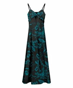 Lily | Black & Teal Floral Sleeveless Maxi Dress - Plus
