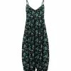 Lily | Black & Turquoise Floral Sleeveless Harem Jumpsuit - Women