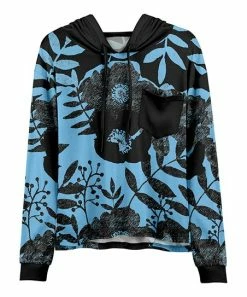 Lily | Black & Aqua Floral Hoodie - Plus