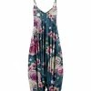 Lily | Teal & Pink Floral Plaid Sleeveless Harem Jumpsuit - Women