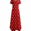 Lily | Red & White Polka Dot Short-Sleeve Handkerchief Maxi Dress - Women
