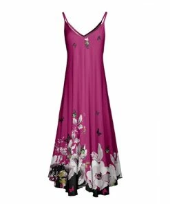 Lily | Pink & Black Floral Butterfly Sleeveless Dress - Plus