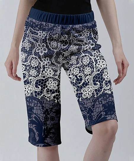 Lily | Navy & White Floral Bermuda Shorts - Plus 1 Lily | Navy & White Floral Bermuda Shorts - Plus
