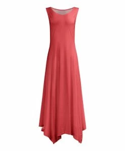 Lily | Dark Coral Sleeveless Handkerchief Maxi Dress - Plus