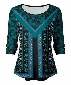 Lily | Black & Turquoise Floral Shirred-Sleeve Boatneck Top - Plus