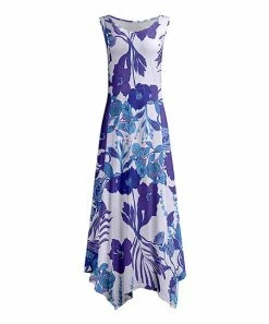 Lily | Lavender & Purple Floral Sleeveless Handkerchief Maxi Dress - Plus