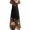 Lily | Black & Green Floral Handkerchief Maxi Dress - Women