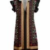Lily | Black & Brown Floral Stripe Notch Neck Flutter Sleeve Tunic - Plus