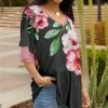 Lily | Gray & Rose Floral V-Neck Ruffle Sleeve Tunic - Women