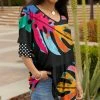 Lily | Black Multicolor Leaf V-Neck Ruffle Sleeve Tunic - Women