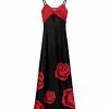 Lily | Black & Red Floral Twist-Front Sleeveless Maxi Dress - Plus