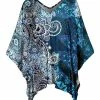 Lily | Blue & White Paisley Cape-Sleeve Handkerchief Tunic - Plus