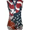 Lily | Red & Navy Waves Stars Button-Front Sleeveless Tunic - Women