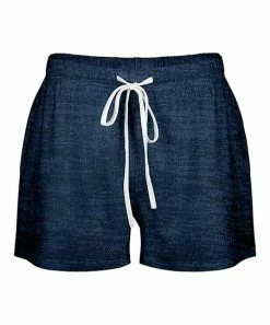 Lily | Navy & White Knit-Print Drawstring Shorts - Women