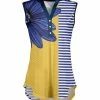Lily | Navy & Yellow Stripe Floral Button-Front Sleeveless Tunic - Women