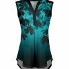 Lily | Black & Turquoise Floral Button-Front Sleeveless Tunic - Plus