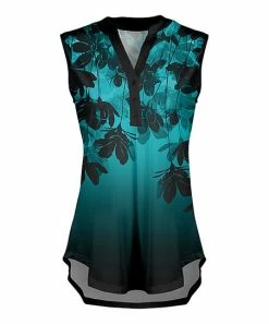 Lily | Black & Turquoise Floral Button-Front Sleeveless Tunic - Plus