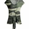 Lily | Olive & Beige Camo Front-Tie V-Neck Tunic - Plus