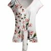 Lily | Pink & White Floral Front-Tie V-Neck Tunic - Women