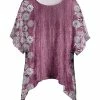 Lily | Mauve & White Floral Sidetail Dolman-Tunic - Women
