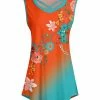 Lily | Turquoise & Orange Floral Crisscross Sleeveless Tunic - Plus