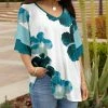 Lily | Teal & White Floral V-Neck Ruffle-Sleeve Tunic - Plus