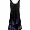 Lily | Black & Purple Abstract Floral Strap-Accent Sleeveless Dress - Women