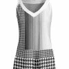 Lily | Black & White Houndstooth Yoke Tank - Plus