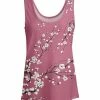 Lily | Pink & White Floral Branches Scoop Neck Tank - Women