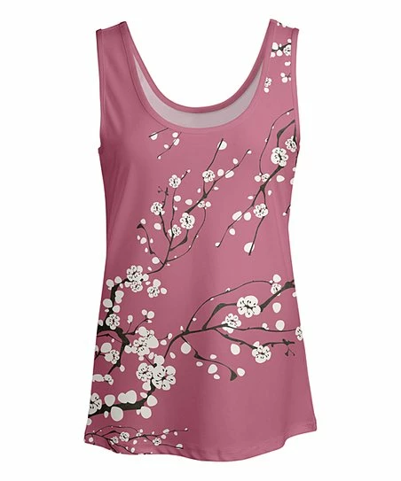Lily | Pink & White Floral Branches Scoop Neck Tank - Women 1 Lily | Pink & White Floral Branches Scoop Neck Tank - Women