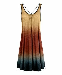 Lily | Rust & Gray Ombré Sleeveless Strappy Dress - Women & Plus