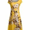 Lily | Yellow & Beige Floral A-Line Dress - Women