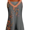 Lily | Gray & Orange Floral Branches Yoke Tank - Women
