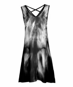Lily | Black & White Tie-Dye Crisscross-Back Sleeveless Dress - Women & Plus