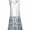 Lily | Navy & White Medallion Crisscross-Back Sleeveless Dress - Women