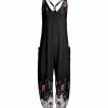 Lily | Black & Pink Floral Pocket Racerback Harem Jumpsuit - Women