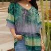 Lily | Green & Lavender Tie-Dye Ruffle-Sleeve Tunic - Women