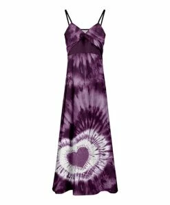Lily | Purple & White Tie-Dye Heart Surplice Maxi Dress - Plus