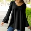 Lily | Black Bell-Sleeve Tunic - Women