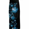 Lily | Black & Blue Floral Ruched-Waist Maxi Skirt - Women