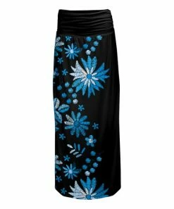 Lily | Black & Blue Floral Ruched-Waist Maxi Skirt - Women